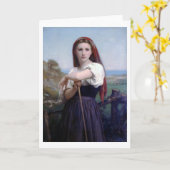 Junge Frau Shepherdess, Bouguereau Karte (Gelbe Blume)
