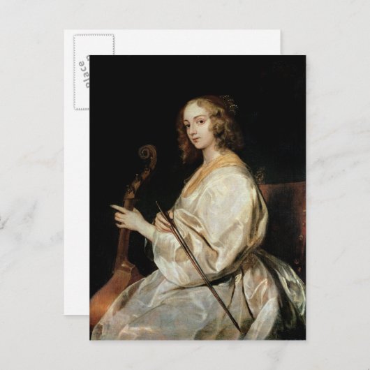 Junge Frau spielt Viola da Gamba Postkarte (Vorne/Hinten)