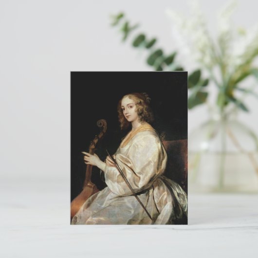 Junge Frau spielt Viola da Gamba Postkarte (Stehend Vorderseite)