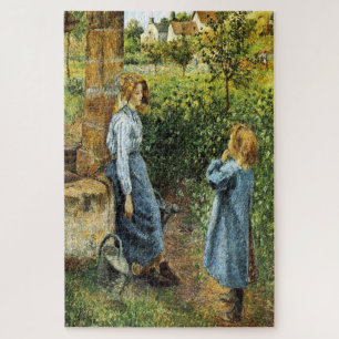 Junge Frau und Kind am Brunnen 1882 von Pissarro Puzzle