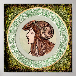Junge Frau von Alphonse Mucha Poster