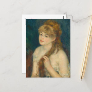 Junge Frau von Renoir über ihr Haar Postkarte