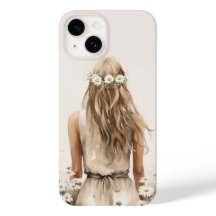 Junge Frau Wasserfarbe in Daisy Field