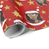 Junge Frau Weihnachts-Cartoon Geschenkpapier (Rolleneckpunkt)