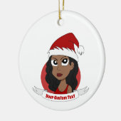 Junge Frau Weihnachts-Cartoon Keramik Ornament (Links)