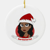 Junge Frau Weihnachts-Cartoon Keramik Ornament (Hinten)