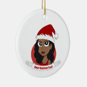 Junge Frau Weihnachts-Cartoon Keramik Ornament (Rechts)