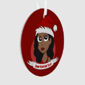 Junge Frau Weihnachts Cartoon Ornament (Vorderseite)