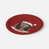 Junge Frau Weihnachts-Cartoon Pappteller (Schrägansicht)