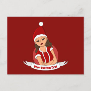Junge Frau Weihnachts-Cartoon Postkarte