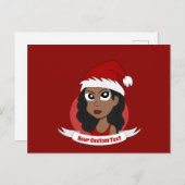 Junge Frau Weihnachts-Cartoon Postkarte (Vorne/Hinten)