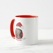 Junge Frau Weihnachts-Cartoon Tasse (Vorderseite Links)