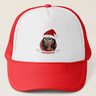 Junge Frau WeihnachtsCartoon Truckerkappe
