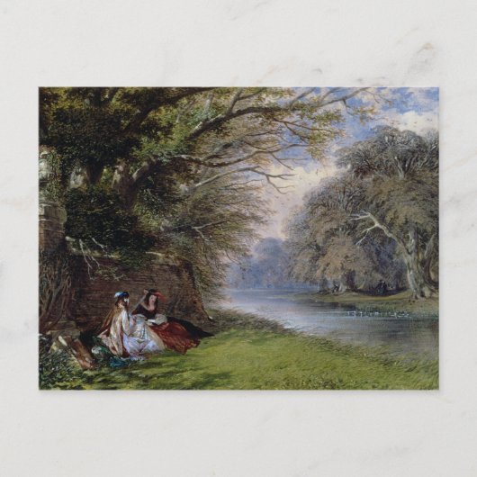 Junge Frauen am Fluss Postkarte (Vorderseite)