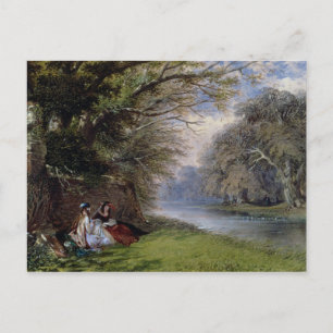 Junge Frauen am Fluss Postkarte