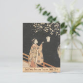 Junge Frauen bewundern Pflaumenblüten in der Nacht Postkarte (Stehend Vorderseite)