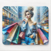 Junge Frauen kaufen in der großen Stadt Mousepad (Vorne)