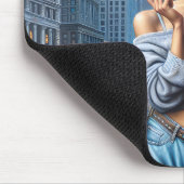 Junge Frauen kaufen in der großen Stadt Mousepad (Ecke)