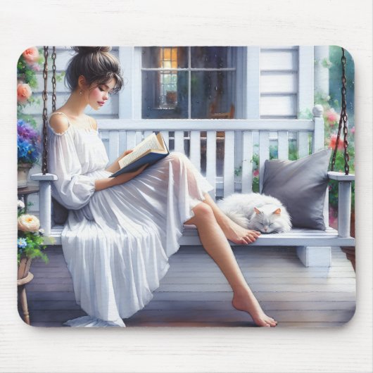 Junge Frauen lesen ein Buch Mousepad (Vorne)