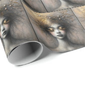 Junge Frauen mit goldenen Eyelashes Geschenkpapier (Rolleneckpunkt)