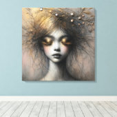 Junge Frauen mit goldenen Eyelashes Leinwanddruck (Insitu (Holzboden))