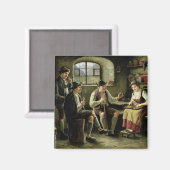 Junge Frauen spielen einen Zither Magnet (Vorderseite/Rückseite)