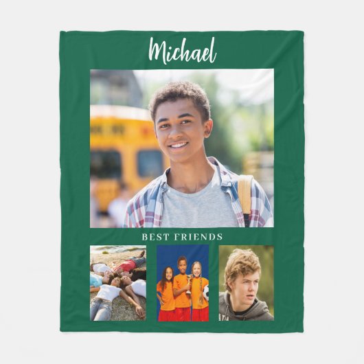 Junge Freunde des Hunter-grünen Fotos Fleecedecke (Vorderseite)