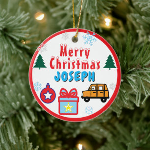 Junge Frohe Weihnachtsbäume Orange Auto Keramik Ornament