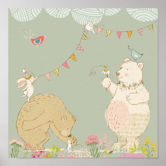 Junge Frühlingsbären Poster (Vorne)