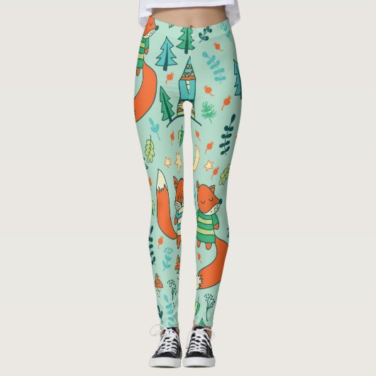 Junge Füchse: Kindernahtloses Muster. Leggings (Vorderseite)