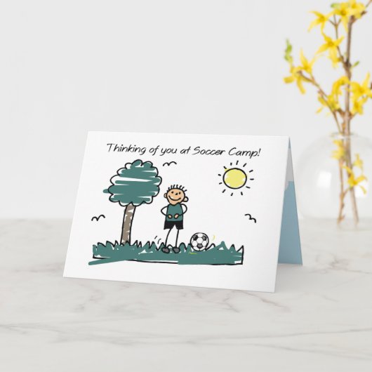 Junge Fußball Camp Strichmännchen Denken Sie an Si Karte (Gelbe Blume)