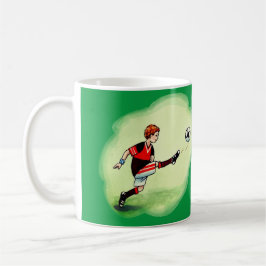 Junge Fußballspieler mit Ball Kaffeetasse