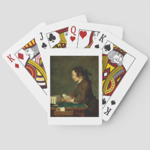 Junge Gebäude a Castle of Cards (Öl auf Leinwand) Spielkarten