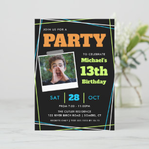 Junge Geburtstag 13. Geburtstag, jedes Alter, blau Einladung
