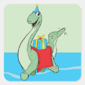 Junge, Geburtstag Dinosaurier Quadratischer Aufkleber (Vorderseite)