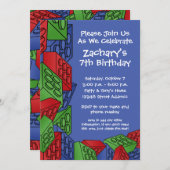 Junge Geburtstagsparty - Gebäude Blocks Einladung (Vorne/Hinten)