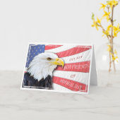 Junge, Gedächtnistag mit einem Glatzadler Karte (Gelbe Blume)