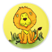 Junge, gelb Löwe, grafisch zeichnend Türknauf Keramikknauf (Vorderseite)