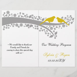 Junge gelbe Liebchen gefaltet Hochzeitsprogramm