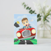 Junge Geschäftsleute fahren mit dem schnellen Oldt Postkarte (Stehend Vorderseite)