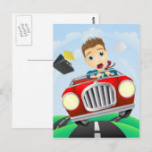 Junge Geschäftsleute fahren mit dem schnellen Oldt Postkarte (Vorne/Hinten)