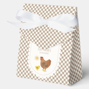 Junge Gingham Cottagecore Henne Küken Babyparty Geschenkschachtel