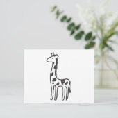 Junge Giraffe in Schwarz-Weiß-Zeichnung Postkarte (Stehend Vorderseite)