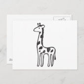 Junge Giraffe in Schwarz-Weiß-Zeichnung Postkarte (Vorne/Hinten)