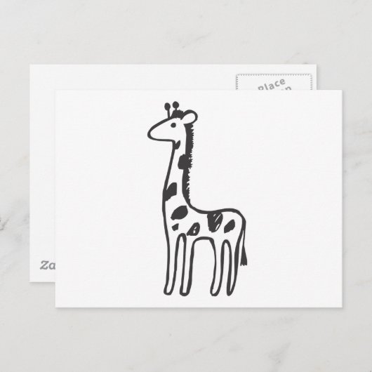 Junge Giraffe in Schwarz-Weiß-Zeichnung Postkarte (Vorne/Hinten)