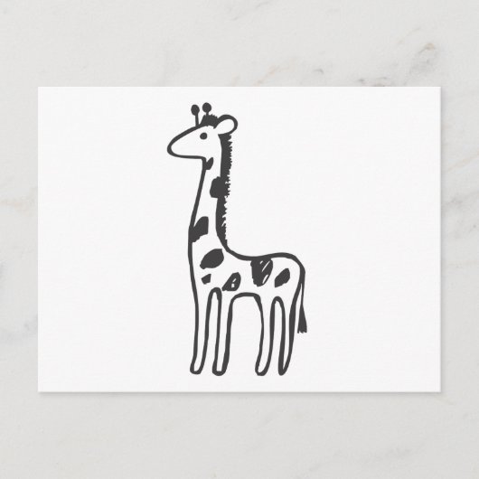 Junge Giraffe in Schwarz-Weiß-Zeichnung Postkarte (Vorderseite)