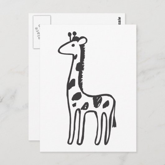 Junge Giraffe in Schwarz-Weiß-Zeichnung Postkarte (Vorne/Hinten)
