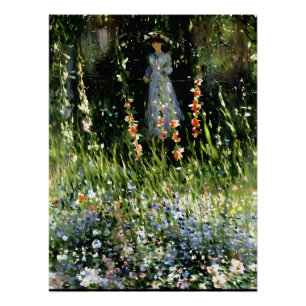 Junge Girl am Garden Gate in Giverny Poster