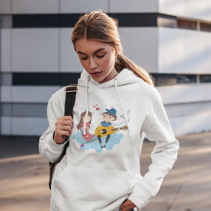 Junge Gitarre spielen für Girl Liebe und Music Hoodie