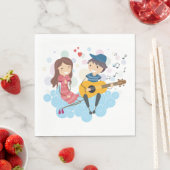 Junge Gitarre spielen für Girl Liebe und Music Serviette (Beispiel)